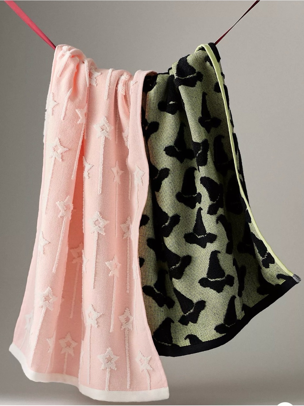 Anthropologie NWT Halloween/Wicked Icon Jacquard Spooky Dish Towels, Set of 2